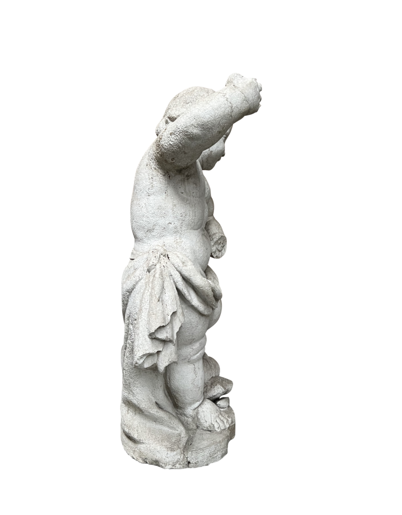 Maison Leon Van den Bogaert Antique Marble Statue The Little Michael Killing the Dragon