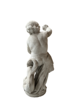 Maison Leon Van den Bogaert Antique Marble Statue The Little Michael Killing the Dragon