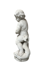 Maison Leon Van den Bogaert Antique Marble Statue The Little Michael Killing the Dragon