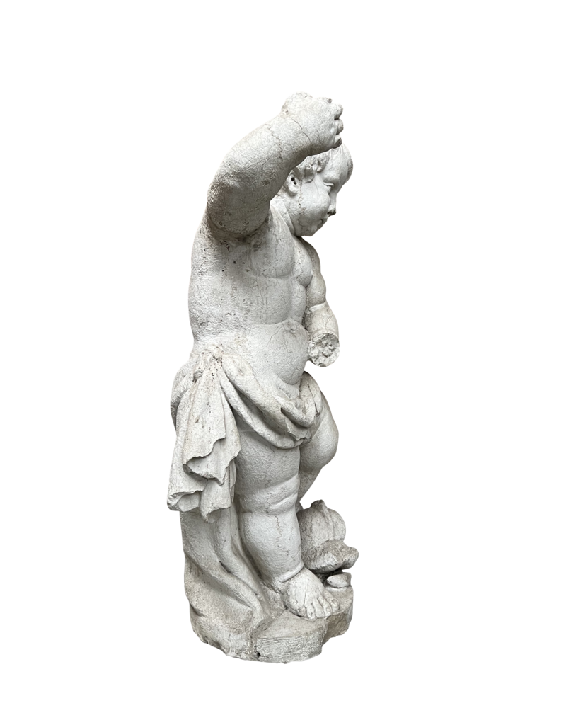 Maison Leon Van den Bogaert Antique Marble Statue The Little Michael Killing the Dragon