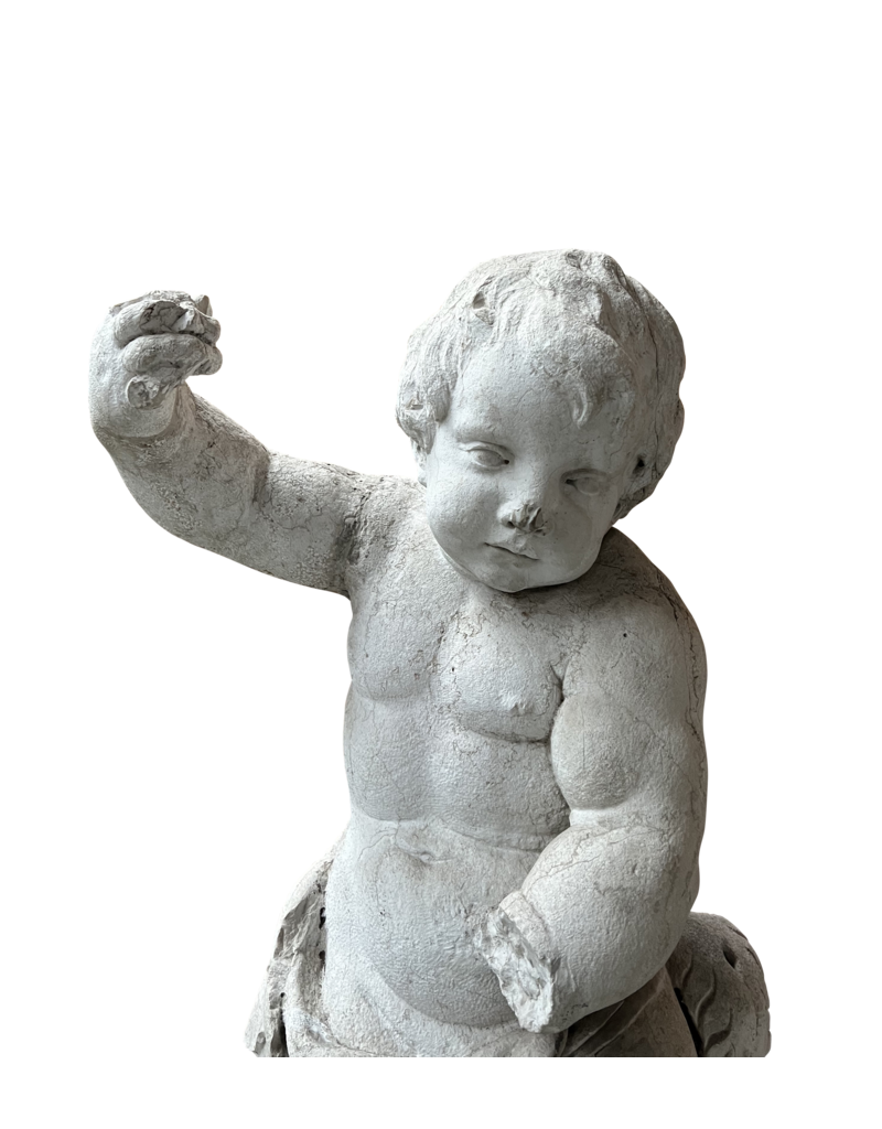 Maison Leon Van den Bogaert Antique Marble Statue The Little Michael Killing the Dragon