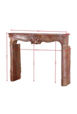 18th-Century Rococo Ornamental Fireplace In Reddish-Brown Stone or Porphyry-Like Marble Stone