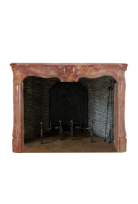 Maison Leon Van den Bogaert 18th-Century Rococo Ornamental Fireplace In Reddish-Brown Stone or Porphyry-Like Marble Stone