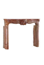 Maison Leon Van den Bogaert 18th-Century Rococo Ornamental Fireplace In Reddish-Brown Stone or Porphyry-Like Marble Stone