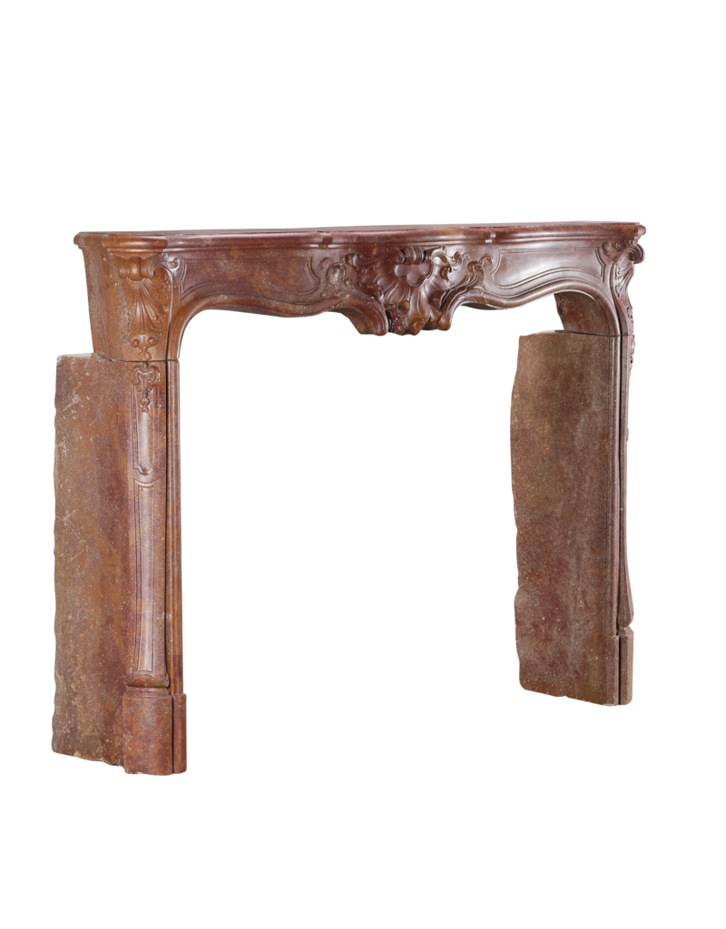 Maison Leon Van den Bogaert Rokoko Kaminsims Aus Rötlich-Braunem Stein oder Porphyrähnlichem Marmorstein