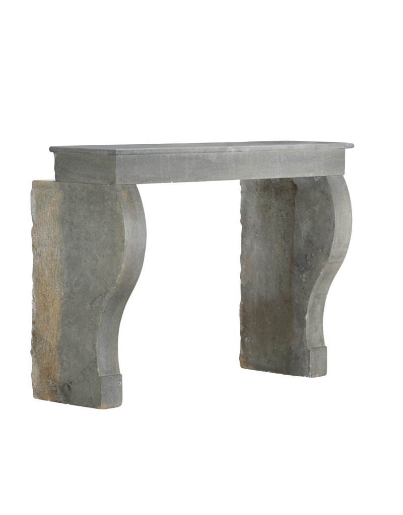 Maison Leon Van den Bogaert Timeless Minimalist Mantelpiece In Muted Grey Natural Stone