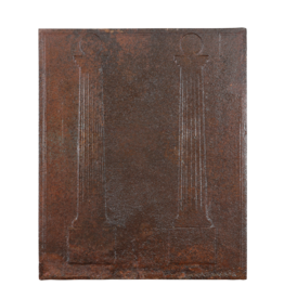 Rectangular Classical Design Fireback With Fluted Columns And Ornate Bases and Capitals