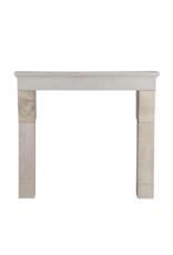 Original 17th Century Louis XIII French Rustic Small Fireplace Surround in Hard Limestone, 124 cm Exterior Width