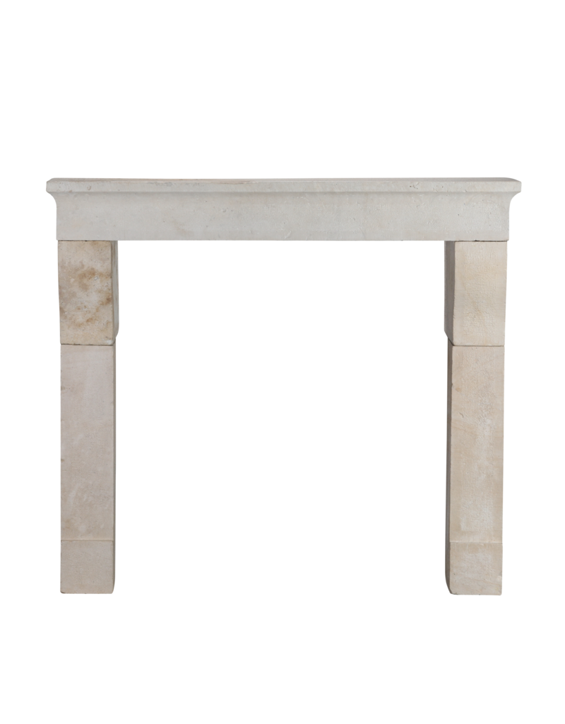 Original 17th Century Louis XIII French Rustic Small Fireplace Surround in Hard Limestone, 124 cm Exterior Width