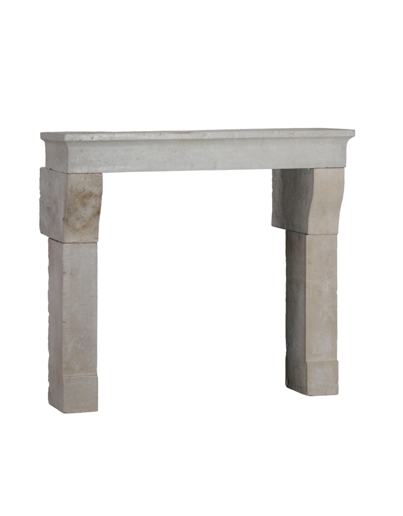 Original 17th Century Louis XIII French Rustic Small Fireplace Surround in Hard Limestone, 124 cm Exterior Width