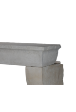 Original 17th Century Louis XIII French Rustic Small Fireplace Surround in Hard Limestone, 124 cm Exterior Width