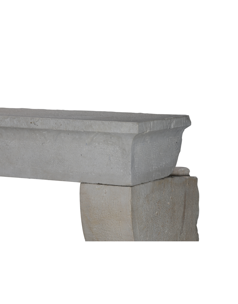 Original 17th Century Louis XIII French Rustic Small Fireplace Surround in Hard Limestone, 124 cm Exterior Width