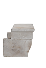 Original 17th Century Louis XIII French Rustic Small Fireplace Surround in Hard Limestone, 124 cm Exterior Width