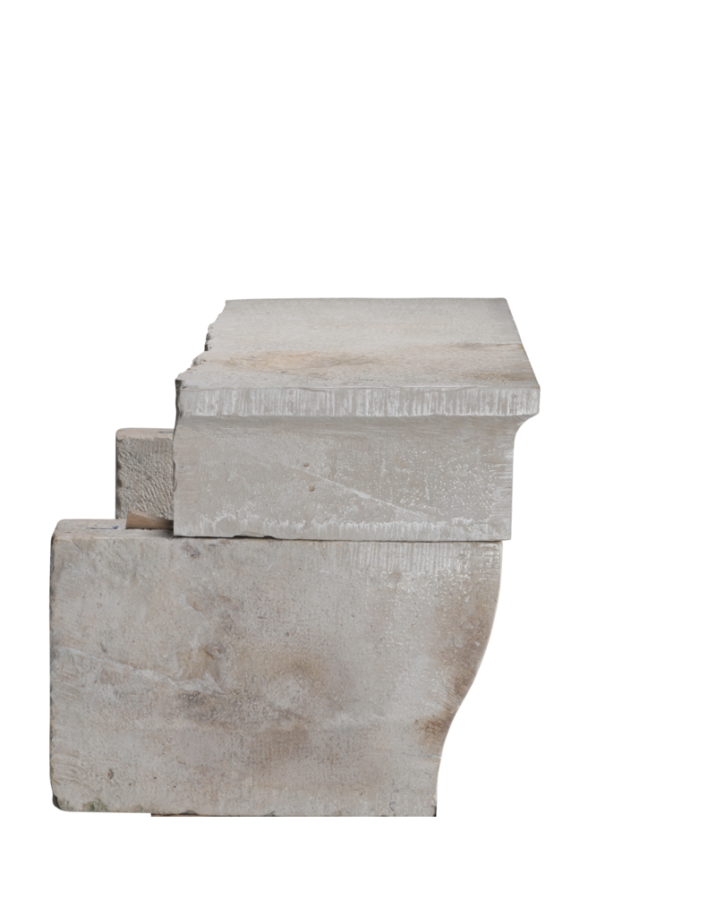 Original 17th Century Louis XIII French Rustic Small Fireplace Surround in Hard Limestone, 124 cm Exterior Width