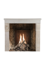 Original 17th Century Louis XIII French Rustic Small Fireplace Surround in Hard Limestone, 124 cm Exterior Width