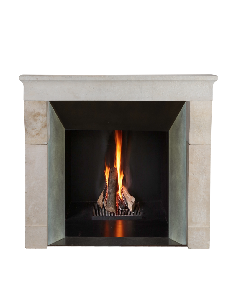 Original 17th Century Louis XIII French Rustic Small Fireplace Surround in Hard Limestone, 124 cm Exterior Width