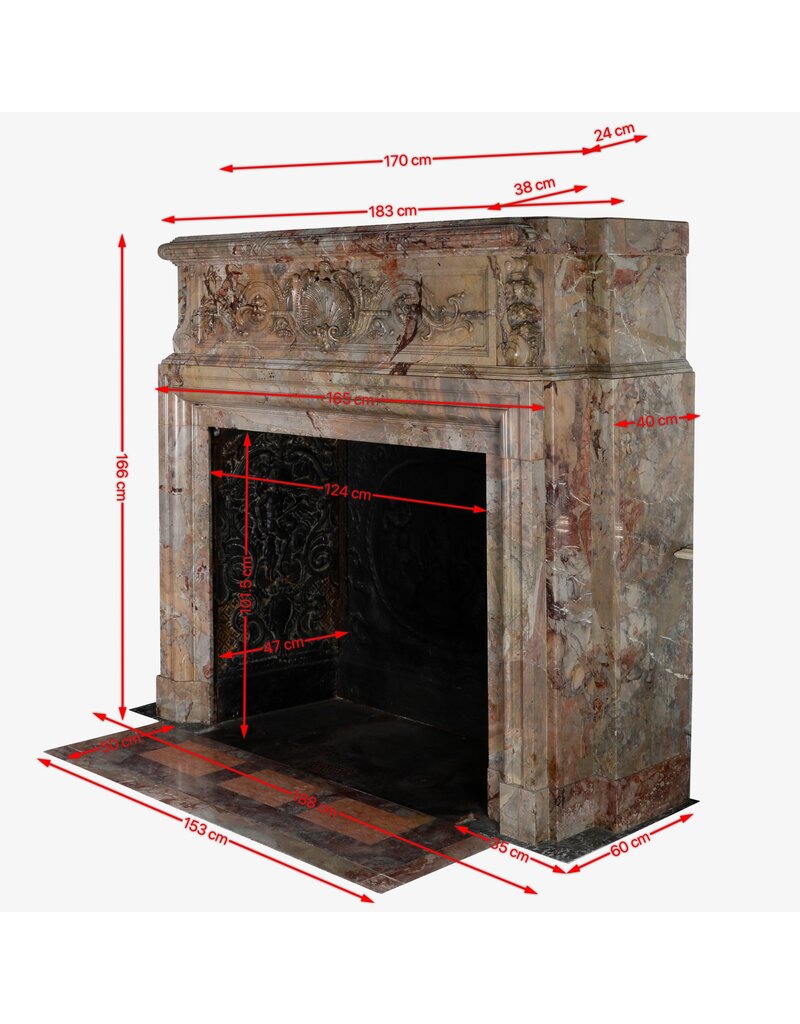 Maison Leon Van den Bogaert Exclusieve 18e-Eeuwse Antieke Schouwmantel In Koninklijk Sarrancolin Marmer