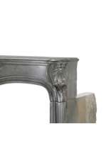 Maison Leon Van den Bogaert Gorgeous 18th Century French Stone Mantelpiece with Polished Finish and Detailed Ornamentation