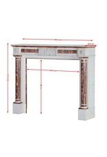 Maison Leon Van den Bogaert Neoclassical Marble Fireplace Mantel In White Marble With Red Persian Onyx Details