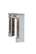 Neoclassical Marble Fireplace Mantel In White Marble With Red Persian Onyx Details