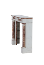 Neoclassical Marble Fireplace Mantel In White Marble With Red Persian Onyx Details