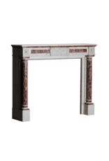 Neoclassical Marble Fireplace Mantel In White Marble With Red Persian Onyx Details
