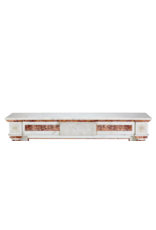 Maison Leon Van den Bogaert Neoclassical Marble Fireplace Mantel In White Marble With Red Persian Onyx Details