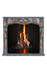 Blue Turquin and Reddish Marble Fireplace with Intricate Details for Authentic Home Improvement