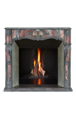 Blue Turquin and Reddish Marble Fireplace with Intricate Details for Authentic Home Improvement