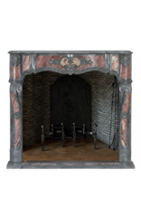 Blue Turquin and Reddish Marble Fireplace with Intricate Details for Authentic Home Improvement