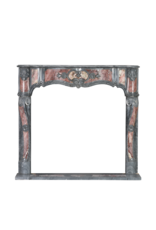 Blue Turquin and Reddish Marble Fireplace with Intricate Details for Authentic Home Improvement