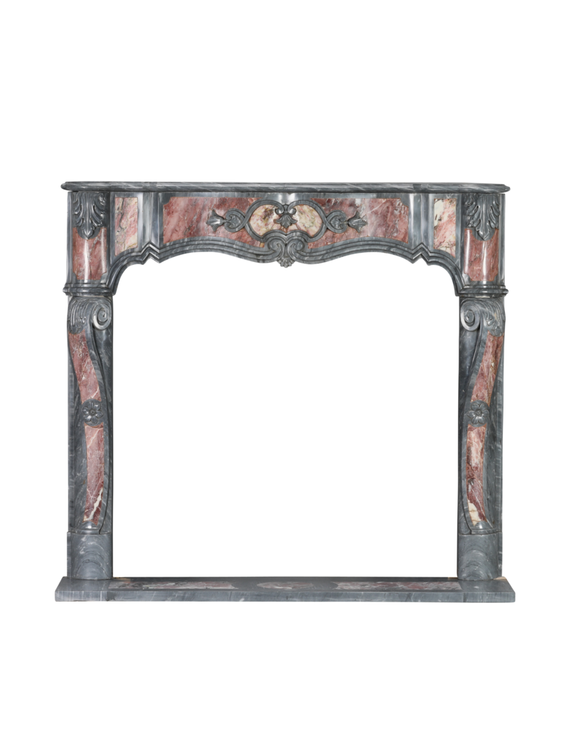 Blue Turquin and Reddish Marble Fireplace with Intricate Details for Authentic Home Improvement