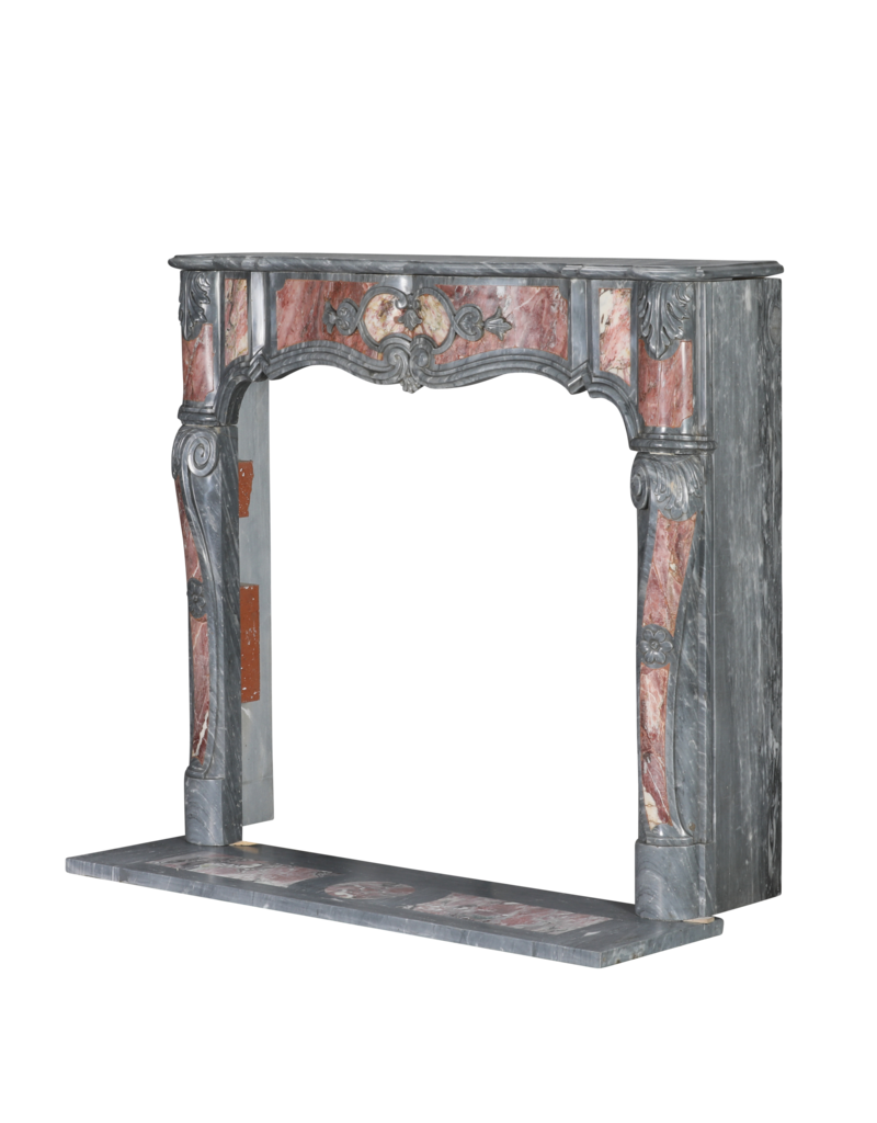 Blue Turquin and Reddish Marble Fireplace with Intricate Details for Authentic Home Improvement