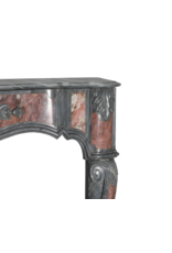 Blue Turquin and Reddish Marble Fireplace with Intricate Details for Authentic Home Improvement