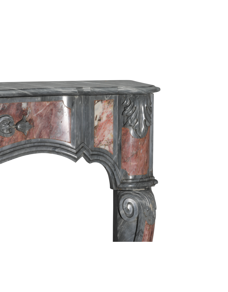 Blue Turquin and Reddish Marble Fireplace with Intricate Details for Authentic Home Improvement