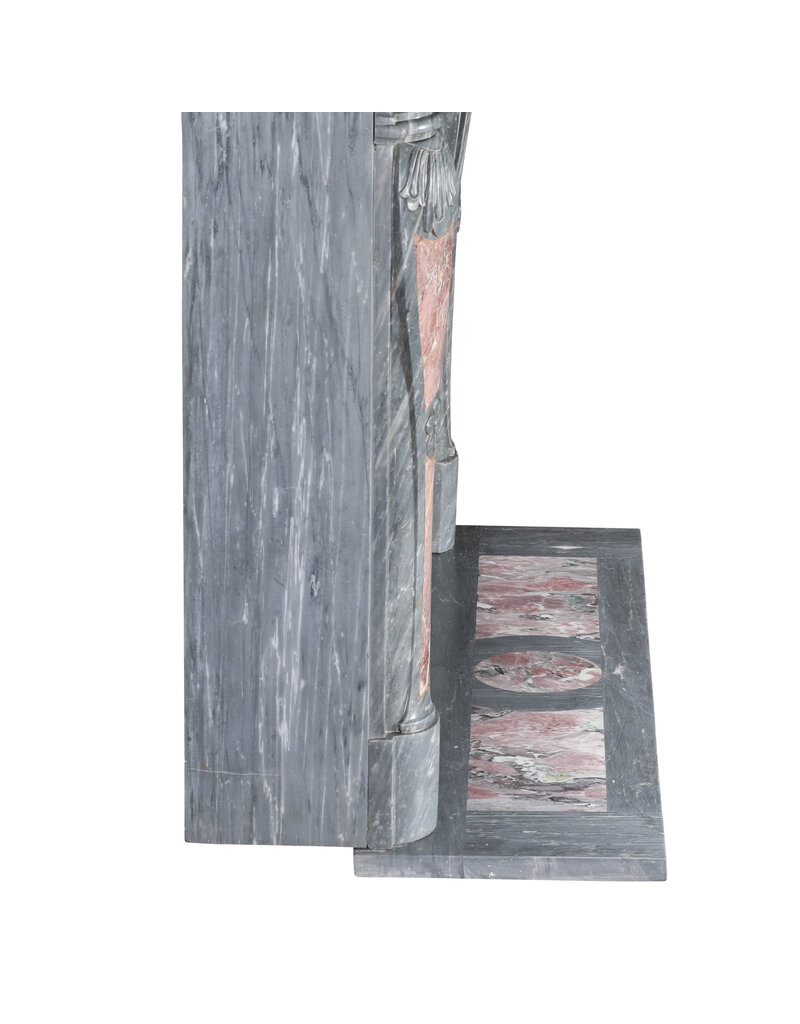 Blue Turquin and Reddish Marble Fireplace with Intricate Details for Authentic Home Improvement