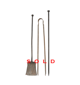 Maison Leon Van den Bogaert Rustic Slow-Living Fireplace Tools Ensemble In Wrought Iron