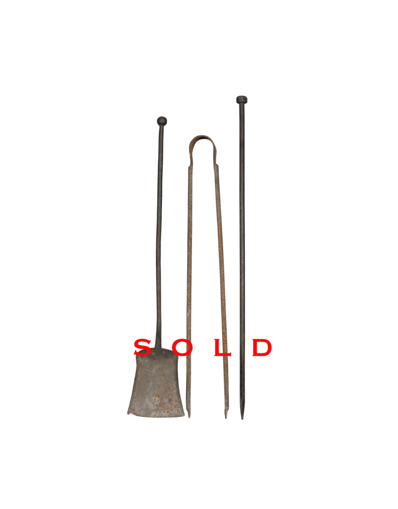 Maison Leon Van den Bogaert Rustic Slow-Living Fireplace Tools Ensemble In Wrought Iron