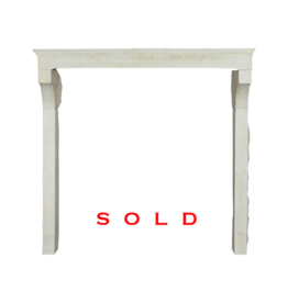 French High White Stone Fireplace
