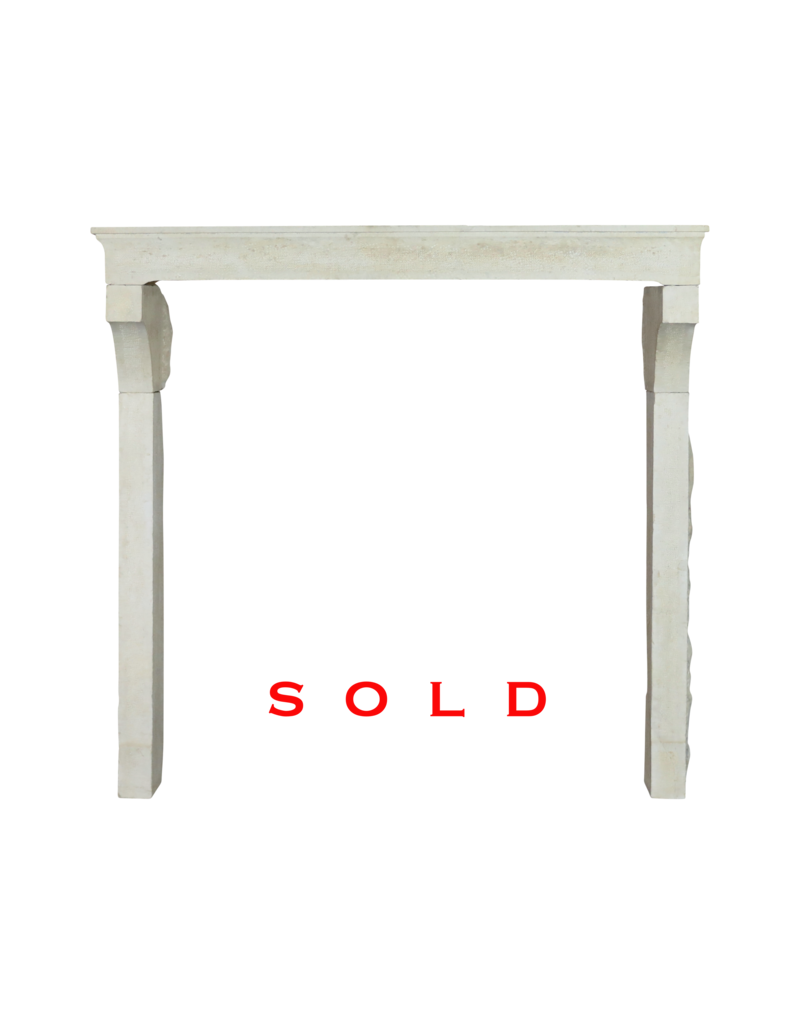 French High White Stone Fireplace
