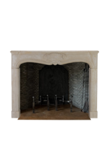 Maison Leon Van den Bogaert Authentic Antique 18th Century French Limestone Fireplace Surround in Off‑White With Gentle Wear – 163 cm External Width