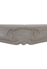 Maison Leon Van den Bogaert Authentic Antique 18th Century French Limestone Fireplace Surround in Off‑White With Gentle Wear – 163 cm External Width