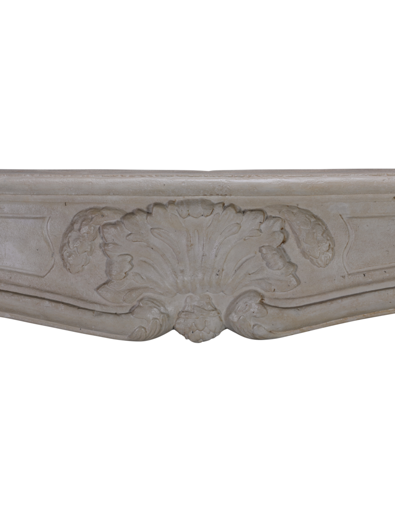 Maison Leon Van den Bogaert Authentic Antique 18th Century French Limestone Fireplace Surround in Off‑White With Gentle Wear – 163 cm External Width