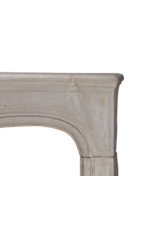 Maison Leon Van den Bogaert Authentic Antique 18th Century French Limestone Fireplace Surround in Off‑White With Gentle Wear – 163 cm External Width