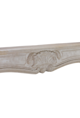 Maison Leon Van den Bogaert Authentic Antique 18th Century French Limestone Fireplace Surround in Off‑White With Gentle Wear – 163 cm External Width