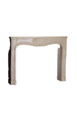 Maison Leon Van den Bogaert Authentic Antique 18th Century French Limestone Fireplace Surround in Off‑White With Gentle Wear – 163 cm External Width