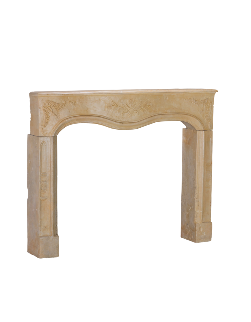 Maison Leon Van den Bogaert 18th Century French Limestone Fireplace Surround - Romantic Floral Carvings – Elegant Provincial-Rocaille Center Piece