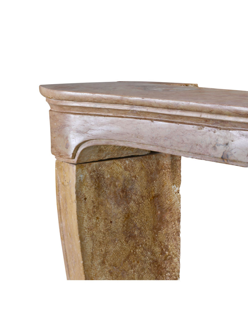 Maison Leon Van den Bogaert Chimenea Francesa Antigua del Siglo XVIII en Mármol Roca de Borgoña Rosado‑Beige – Grande, Reutilizada, Diseño Único