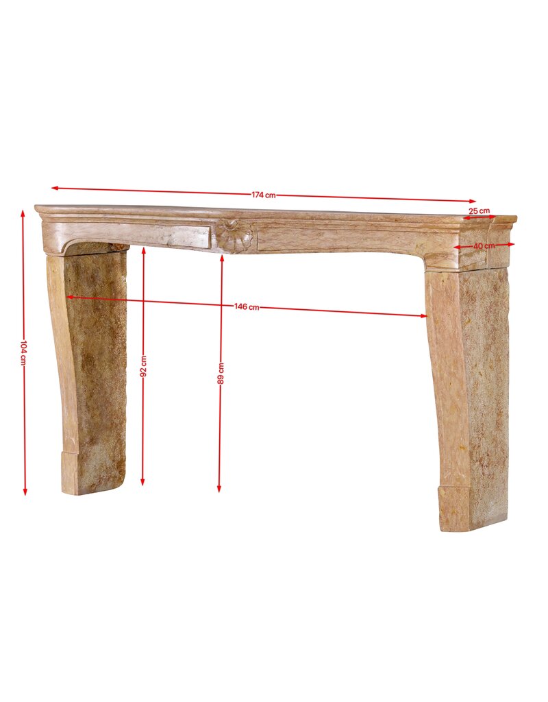 Maison Leon Van den Bogaert Cheminée Ancienne du XVIIIe siècle en Marbre de Bourgogne Rosé‑Beige – Large, Recyclée, Design Rarissime
