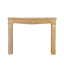 Maison Leon Van den Bogaert Louis XV Light Ochre Marble Fireplace with Carved Floral Centre